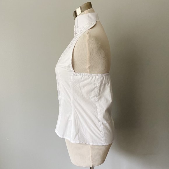 White Button High Neck Sleeveless Halter Top - XS - Picture 8 of 8